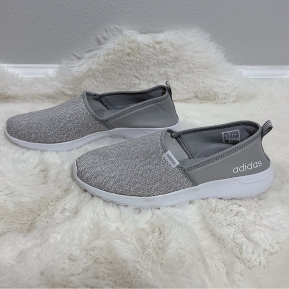 Adidas Cloudfoam Lite Walking Slip On Shoes Gray White Slip-On Sneakers Size 9.5 - Picture 2 of 11